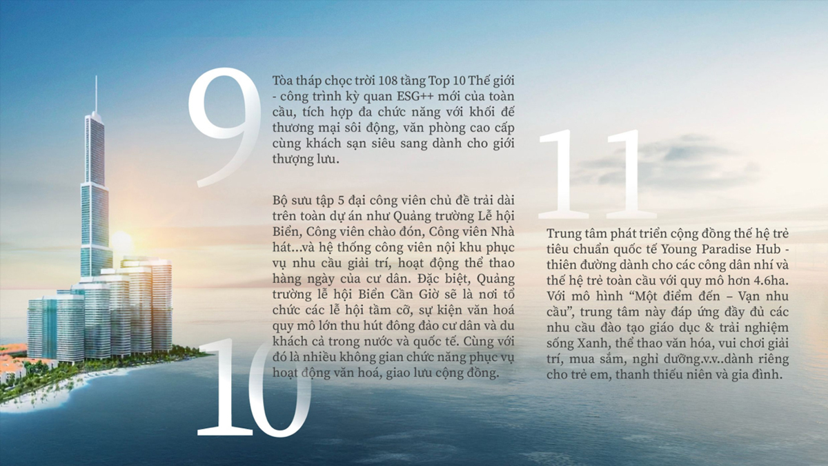 Tòa tháp biểu tượng 108 tầng, 5 công viên chủ đề, Trung tâm phát triển cộng đồng quốc tế Young Paradise