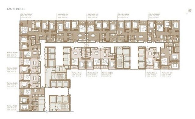Mặt bằng Grand Marina Quận 1 thiết kế tầng 33 đến 44 Mặt bằng Grand Marina Quận 1 thiết kế tầng 33 đến 44