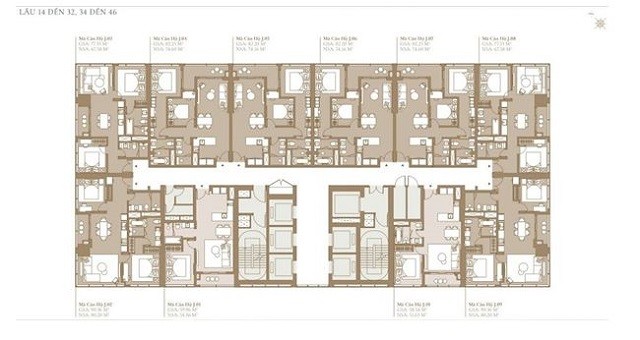 Mặt bằng tầng 14 đến 32 tòa tháp Mặt bằng tầng 14 đến 32 tòa tháp