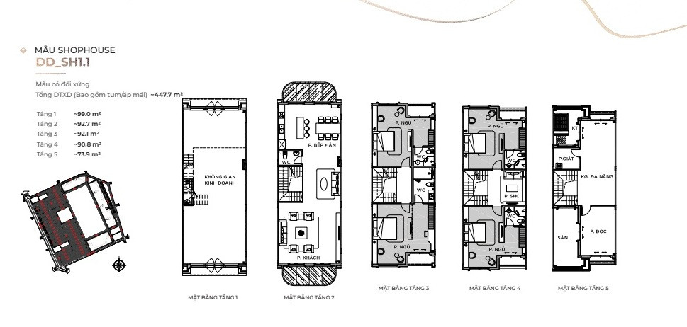 Mặt bằng chi tiết Shophouse The Empire Vinhomes