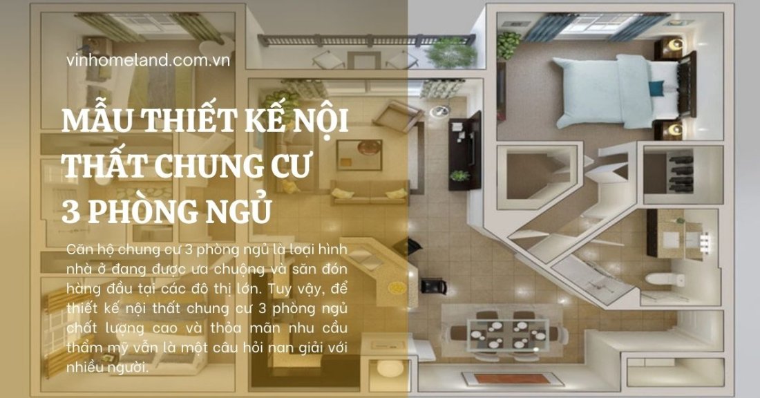 mẫu thiết kế nội thất chung cư 3 phòng ngủ