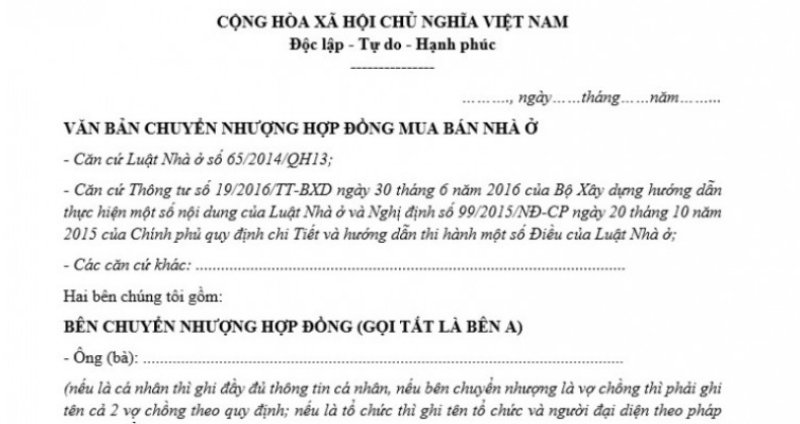 thủ tục chuyển nhượng căn hộ vinhomes grand park